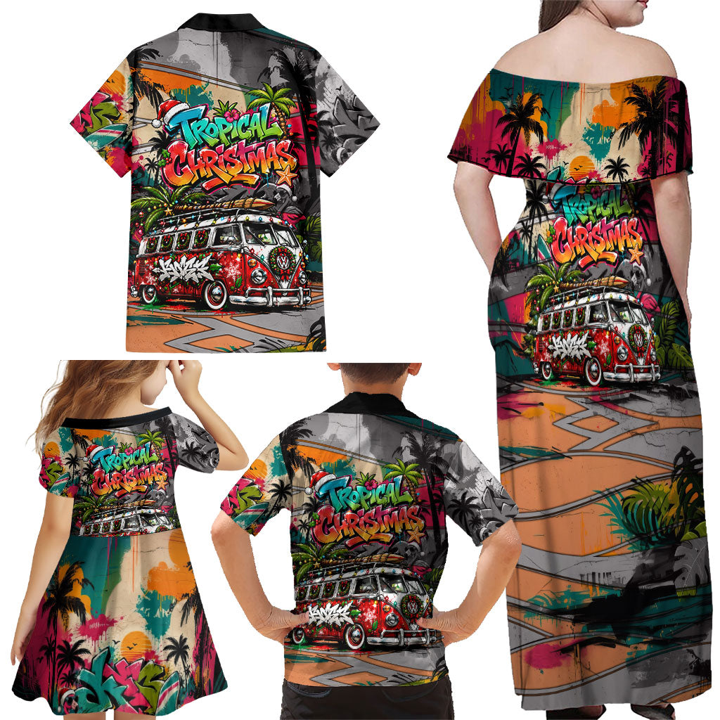 Tropical Christmas In July Candy Cane Surf Family Matching Off Shoulder Maxi Dress and Hawaiian Shirt Vibrant Street Art Beach Graffiti Graphic TS04 - Polynesian Pride