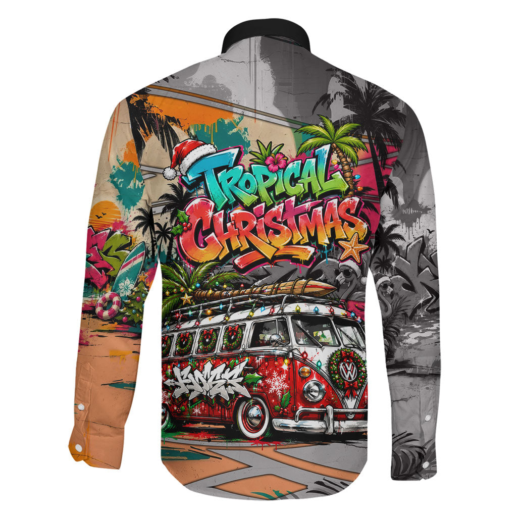 Tropical Christmas In July Candy Cane Surf Family Matching Off Shoulder Short Dress and Hawaiian Shirt Vibrant Street Art Beach Graffiti Graphic TS04 - Polynesian Pride