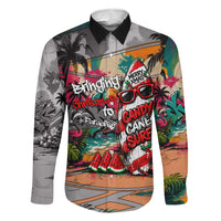 Tropical Christmas In July Candy Cane Surf Family Matching Tank Maxi Dress and Hawaiian Shirt Vibrant Street Art Beach Graffiti Graphic TS04 Dad's Shirt - Long Sleeve Orange Grey - Polynesian Pride