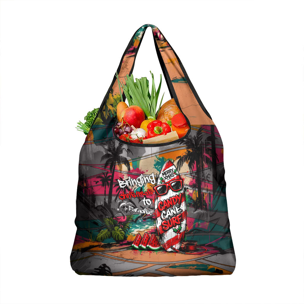 Tropical Christmas In July Candy Cane Surf Grocery Bag Vibrant Street Art Beach Graffiti Graphic TS04 1-pack One Size Orange Grey - Polynesian Pride