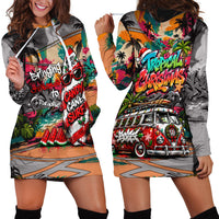 Tropical Christmas In July Candy Cane Surf Hoodie Dress Vibrant Street Art Beach Graffiti Graphic TS04 - Polynesian Pride