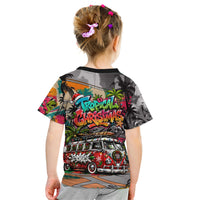 Tropical Christmas In July Candy Cane Surf Kid T Shirt Vibrant Street Art Beach Graffiti Graphic