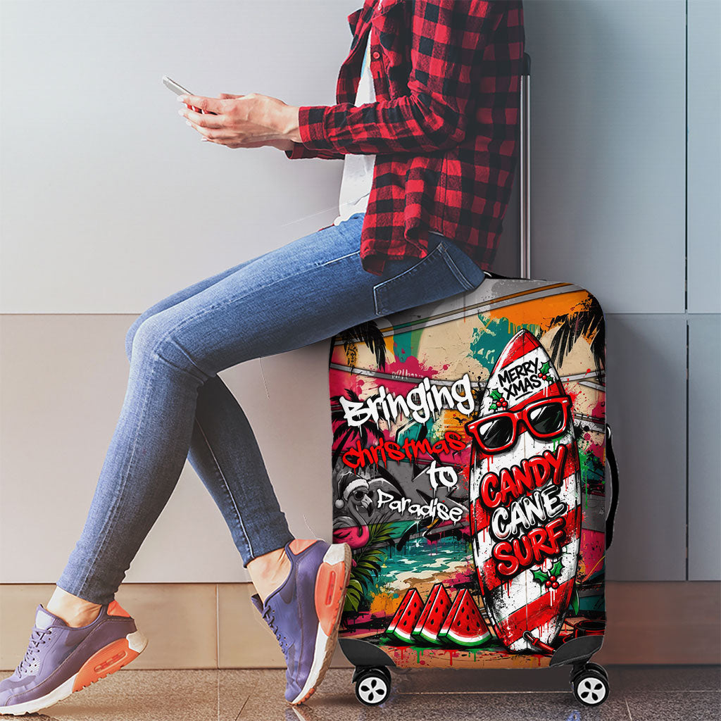Tropical Christmas In July Candy Cane Surf Luggage Cover Vibrant Street Art Beach Graffiti Graphic