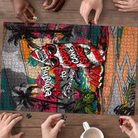 Tropical Christmas In July Candy Cane Surf Puzzle Vibrant Street Art Beach Graffiti Graphic TS04 - Polynesian Pride