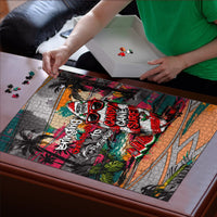 Tropical Christmas In July Candy Cane Surf Puzzle Vibrant Street Art Beach Graffiti Graphic TS04 - Polynesian Pride