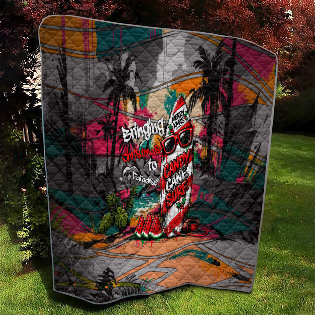 Tropical Christmas In July Candy Cane Surf Quilt Vibrant Street Art Beach Graffiti Graphic