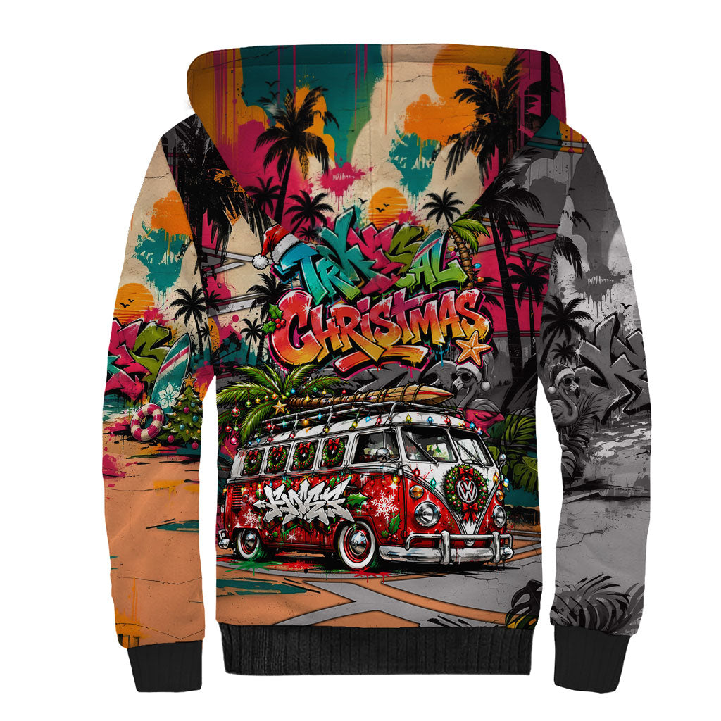 Tropical Christmas In July Candy Cane Surf Sherpa Hoodie Vibrant Street Art Beach Graffiti Graphic TS04 - Polynesian Pride