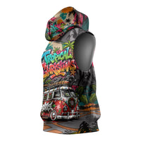 Tropical Christmas In July Candy Cane Surf Sleeveless Hoodie Vibrant Street Art Beach Graffiti Graphic TS04 - Polynesian Pride