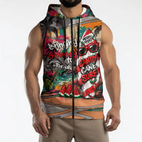 Tropical Christmas In July Candy Cane Surf Sleeveless Zip Hoodie Vibrant Street Art Beach Graffiti Graphic TS04 - Polynesian Pride