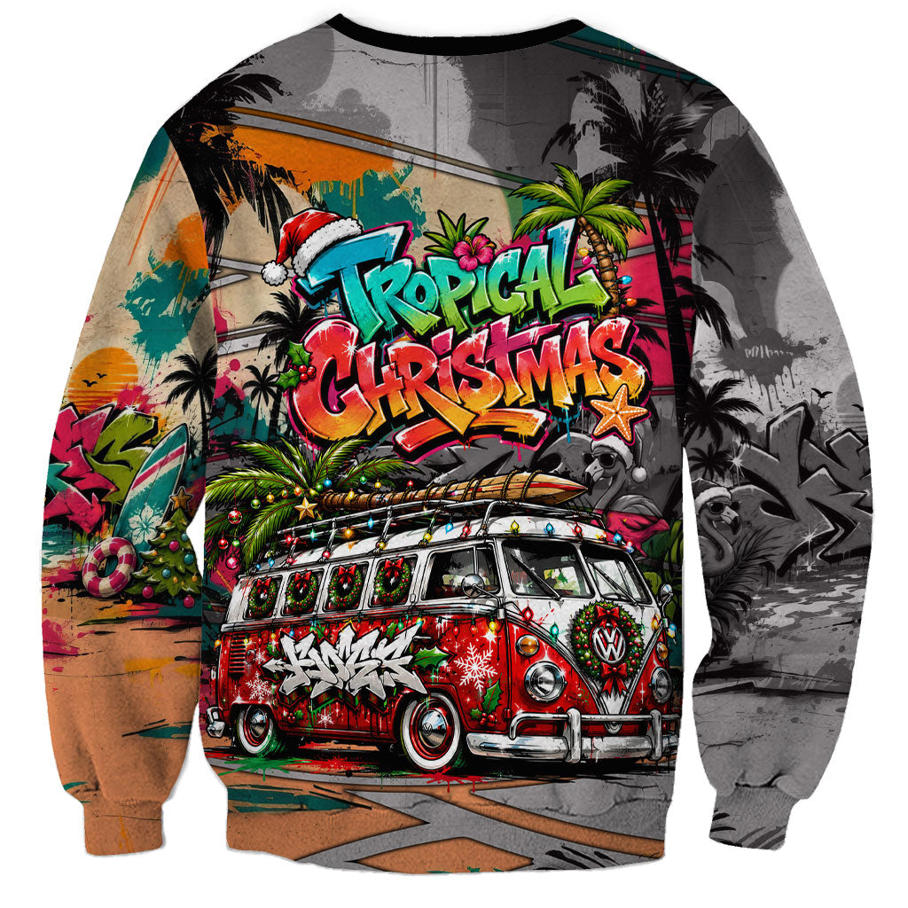 Tropical Christmas In July Candy Cane Surf Sweatshirt Vibrant Street Art Beach Graffiti Graphic TS04 - Polynesian Pride