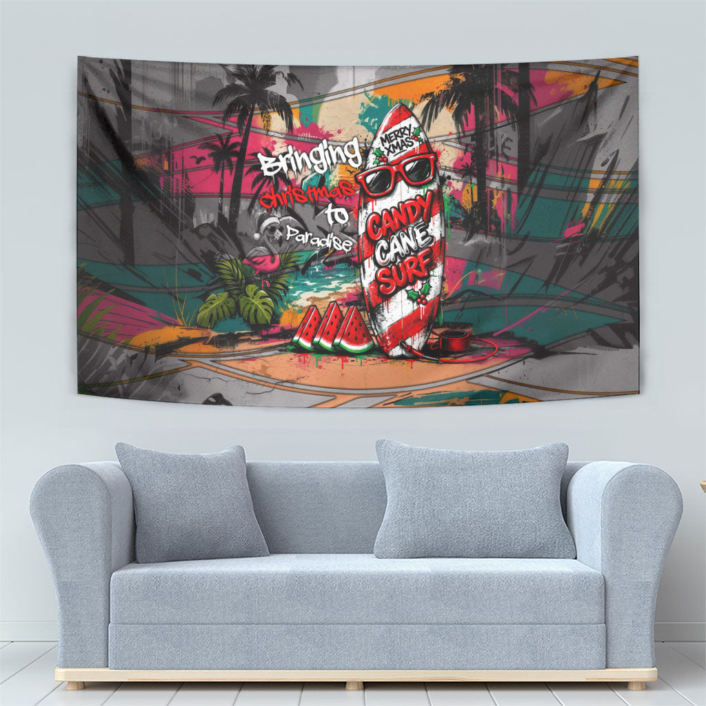 Tropical Christmas In July Candy Cane Surf Tapestry Vibrant Street Art Beach Graffiti Graphic TS04 - Polynesian Pride