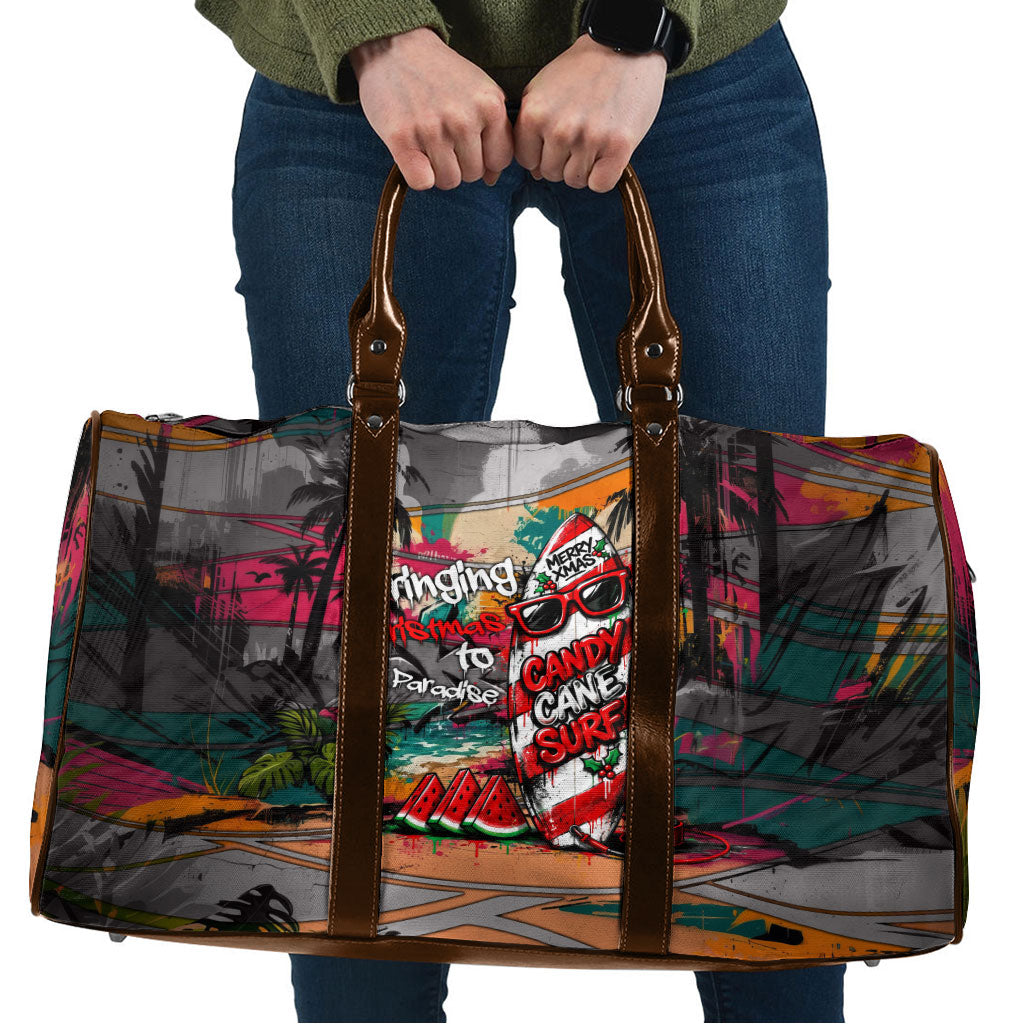 Tropical Christmas In July Candy Cane Surf Travel Bag Vibrant Street Art Beach Graffiti Graphic TS04 Orange Grey - Polynesian Pride