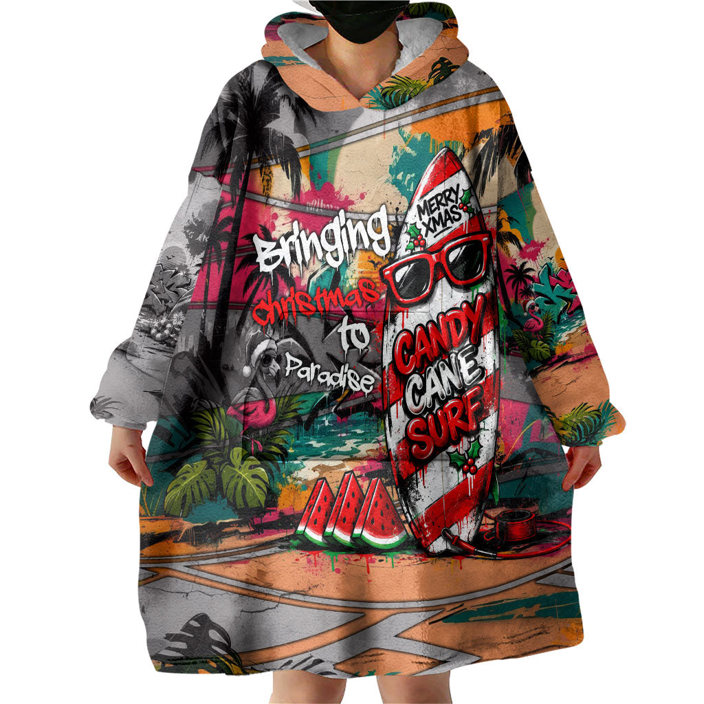 Tropical Christmas In July Candy Cane Surf Wearable Blanket Hoodie Vibrant Street Art Beach Graffiti Graphic TS04 - Polynesian Pride