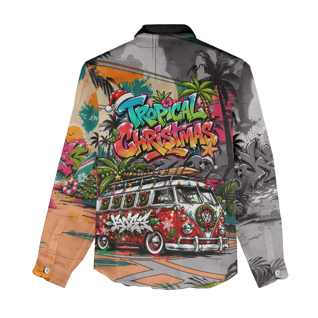 Tropical Christmas In July Candy Cane Surf Women Casual Shirt Vibrant Street Art Beach Graffiti Graphic TS04 - Polynesian Pride