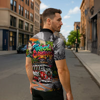 Tropical Christmas In July Candy Cane Surf Zipper Polo Shirt Vibrant Street Art Beach Graffiti Graphic TS04 - Polynesian Pride