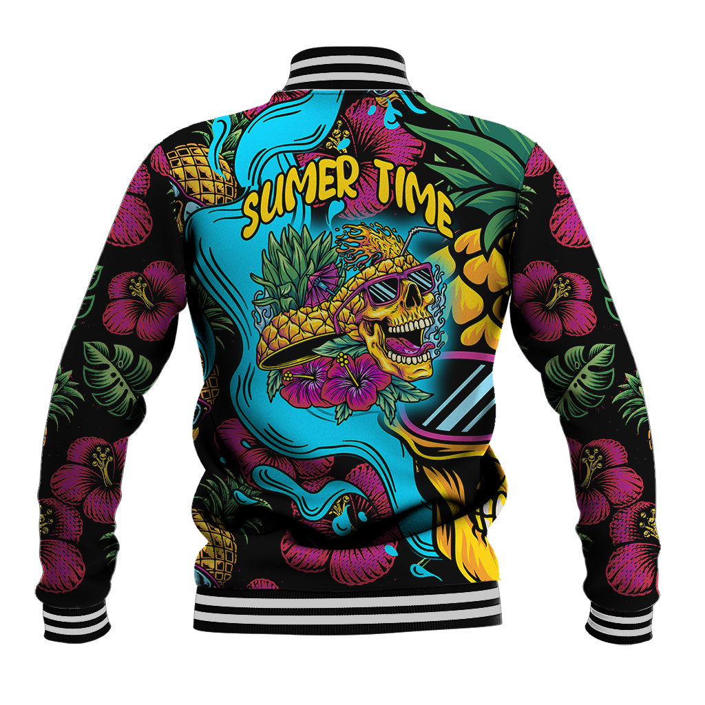Pineapple Skull Baseball Jacket Sumer Time TS04 Unisex Multicolor - Polynesian Pride