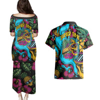 Pineapple Skull Couples Matching Puletasi Dress and Hawaiian Shirt Sumer Time TS04 Multicolor - Polynesian Pride