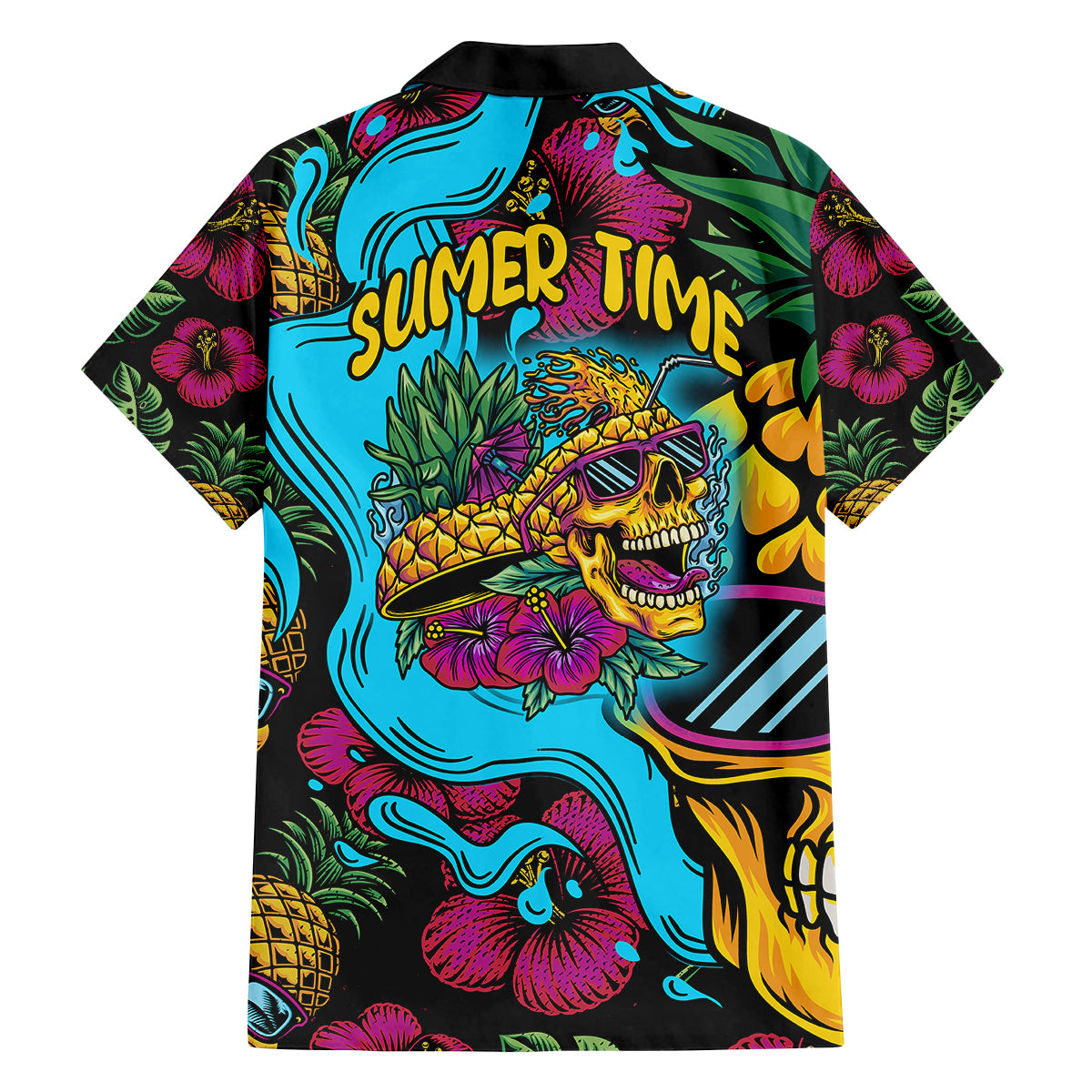 Pineapple Skull Family Matching Long Sleeve Bodycon Dress and Hawaiian Shirt Sumer Time TS04 - Polynesian Pride