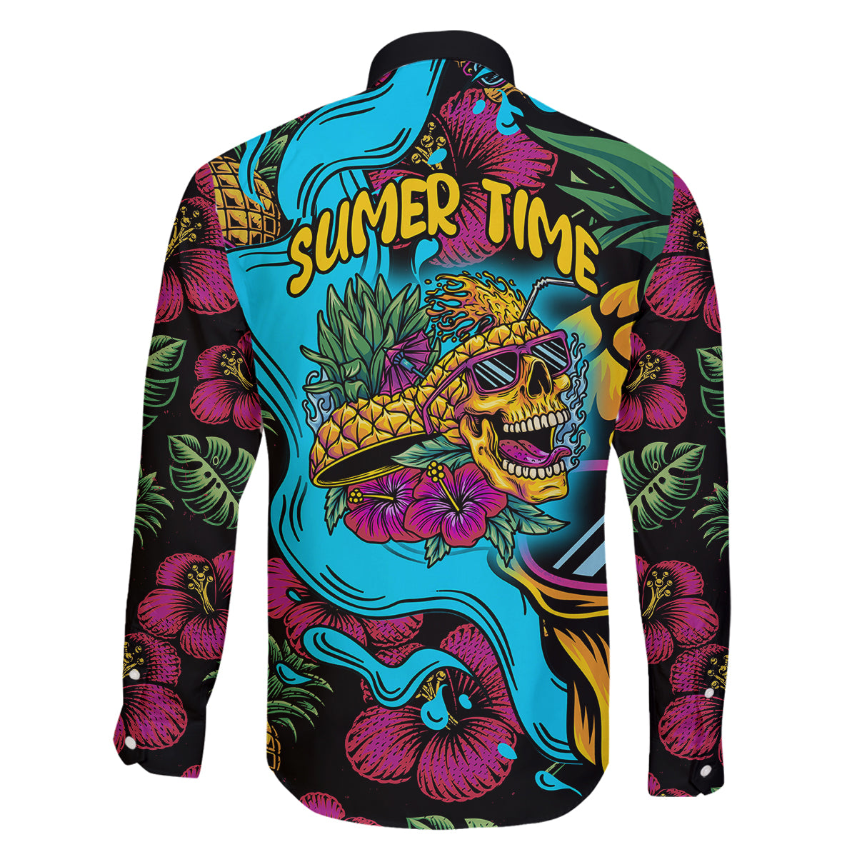 Pineapple Skull Family Matching Short Sleeve Bodycon Dress and Hawaiian Shirt Sumer Time TS04 - Polynesian Pride