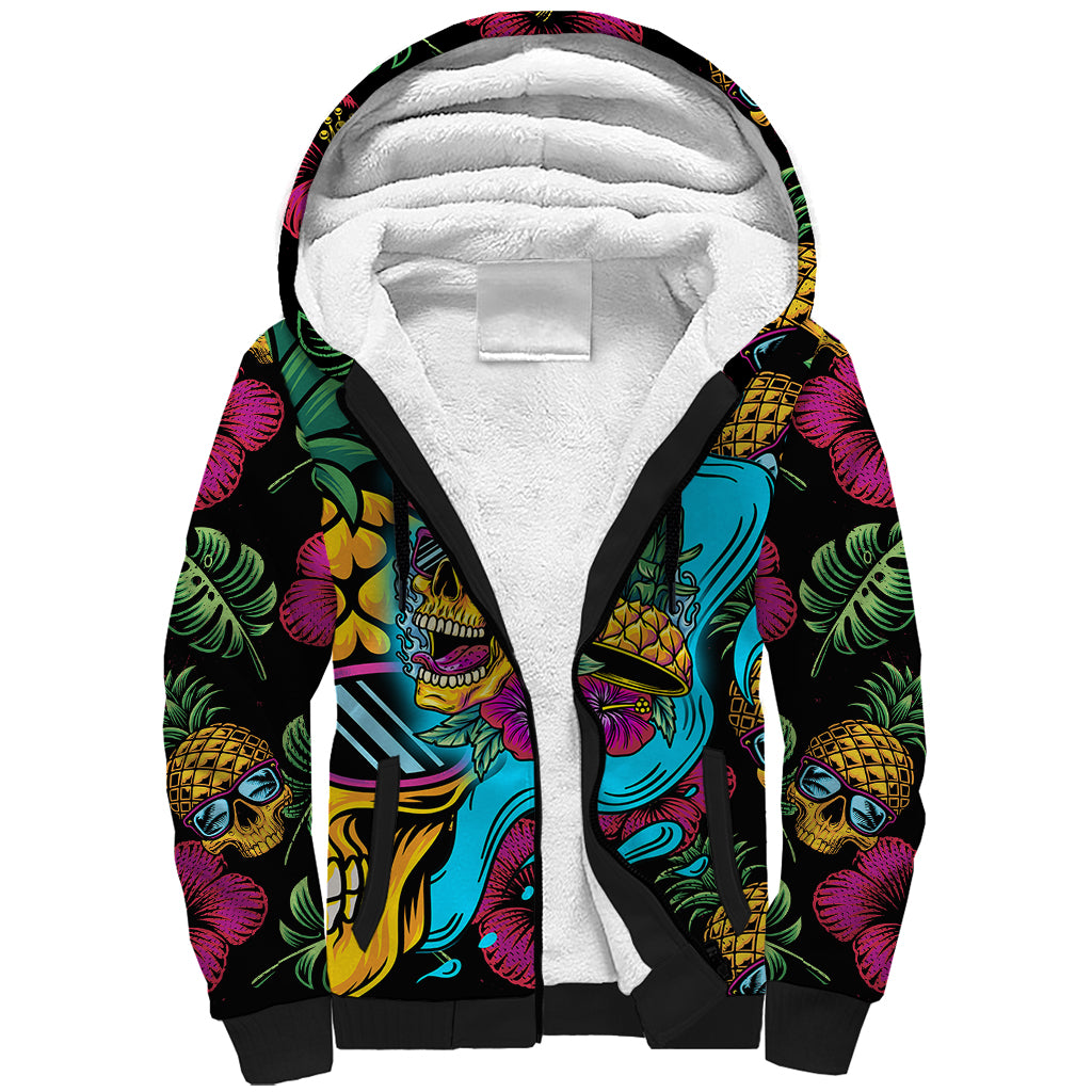 Pineapple Skull Sherpa Hoodie Sumer Time TS04 - Polynesian Pride