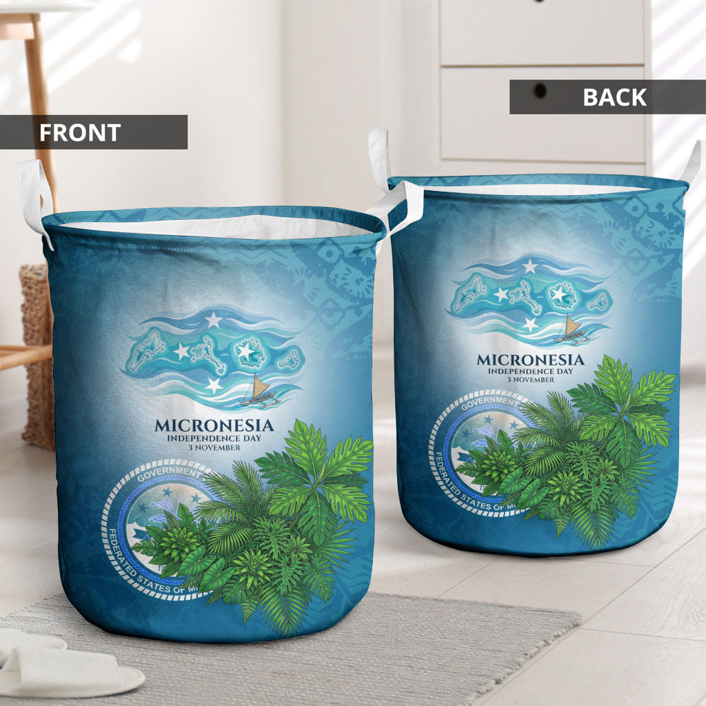 Micronesia Independence Day Laundry Basket FSM Patriotic Pacific Island Nan Madol Ruins Seabird Tropical