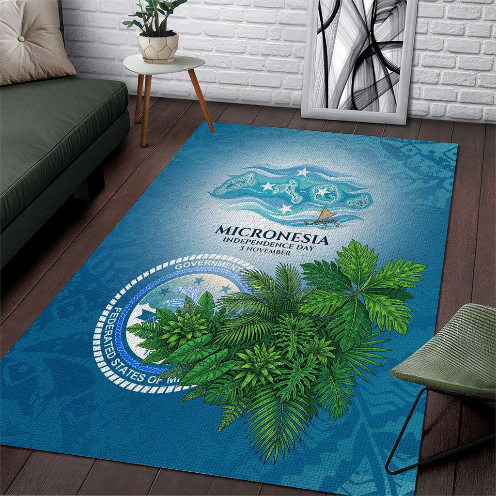 Micronesia Independence Day Area Rug FSM Patriotic Pacific Island Nan Madol Ruins Seabird Tropical TS04 Blue Green - Polynesian Pride