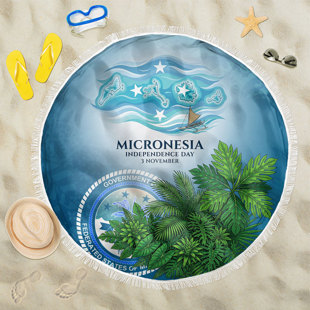Micronesia Independence Day Beach Blanket FSM Patriotic Pacific Island Nan Madol Ruins Seabird Tropical