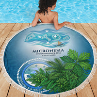 Micronesia Independence Day Beach Blanket FSM Patriotic Pacific Island Nan Madol Ruins Seabird Tropical
