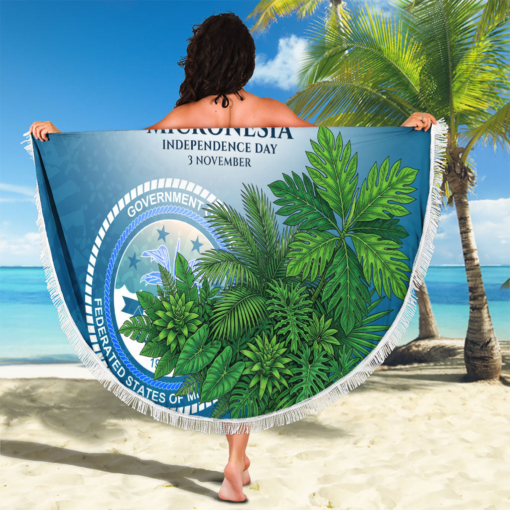 Micronesia Independence Day Beach Blanket FSM Patriotic Pacific Island Nan Madol Ruins Seabird Tropical