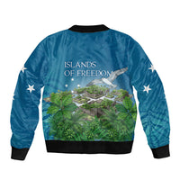 Micronesia Independence Day Bomber Jacket FSM Patriotic Pacific Island Nan Madol Ruins Seabird Tropical