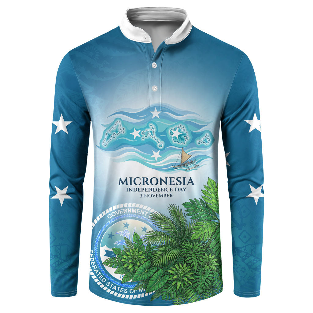 Micronesia Independence Day Button Sweatshirt FSM Patriotic Pacific Island Nan Madol Ruins Seabird Tropical