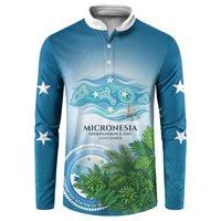 Micronesia Independence Day Button Sweatshirt FSM Patriotic Pacific Island Nan Madol Ruins Seabird Tropical