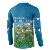 Micronesia Independence Day Button Sweatshirt FSM Patriotic Pacific Island Nan Madol Ruins Seabird Tropical