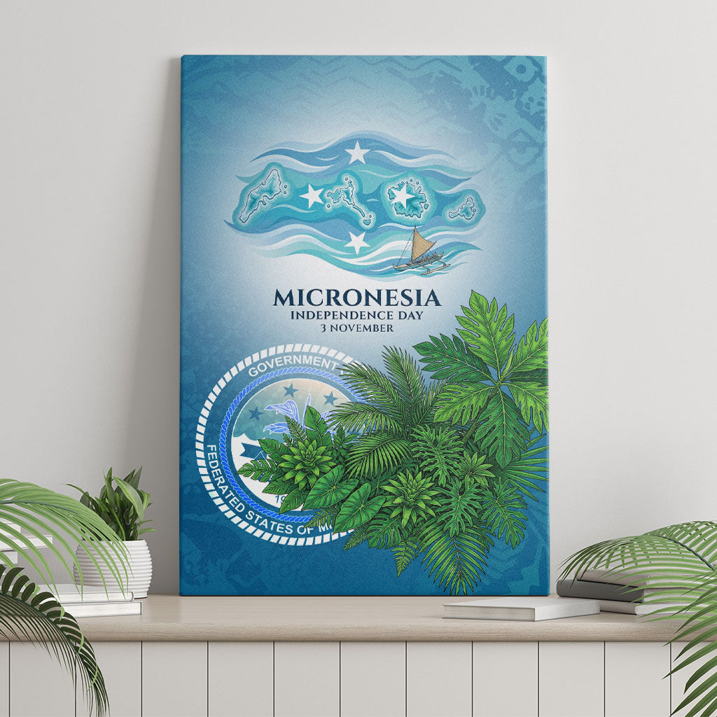 Micronesia Independence Day Canvas Wall Art FSM Patriotic Pacific Island Nan Madol Ruins Seabird Tropical