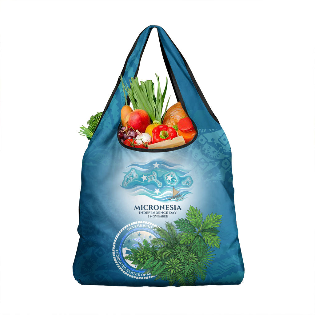 Micronesia Independence Day Grocery Bag FSM Patriotic Pacific Island Nan Madol Ruins Seabird Tropical