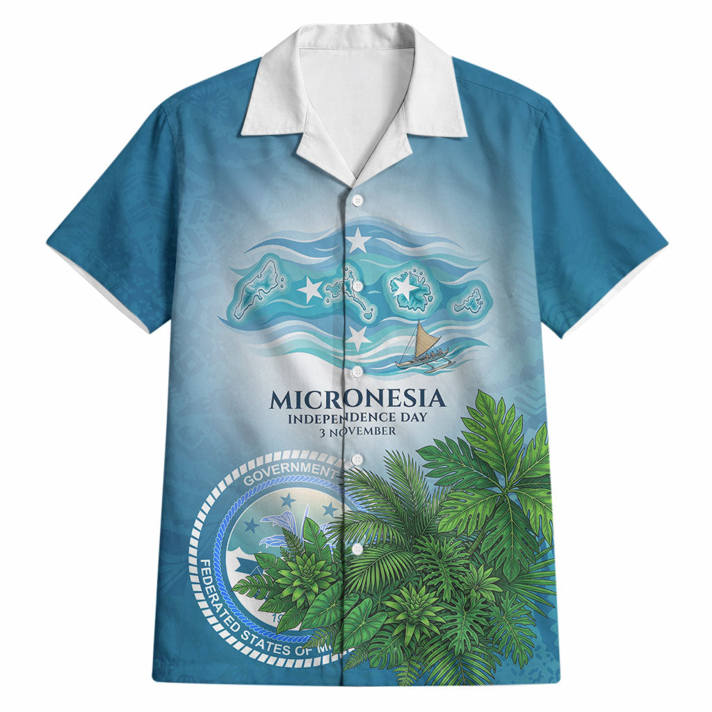 Micronesia Independence Day Hawaiian Shirt FSM Patriotic Pacific Island Nan Madol Ruins Seabird Tropical