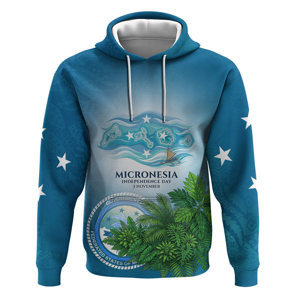 Micronesia Independence Day Hoodie FSM Patriotic Pacific Island Nan Madol Ruins Seabird Tropical