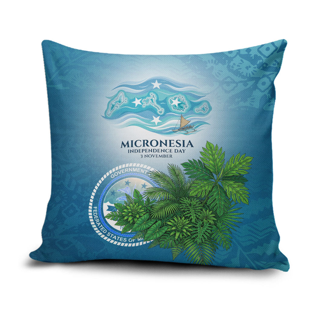 Micronesia Independence Day Pillow Cover FSM Patriotic Pacific Island Nan Madol Ruins Seabird Tropical