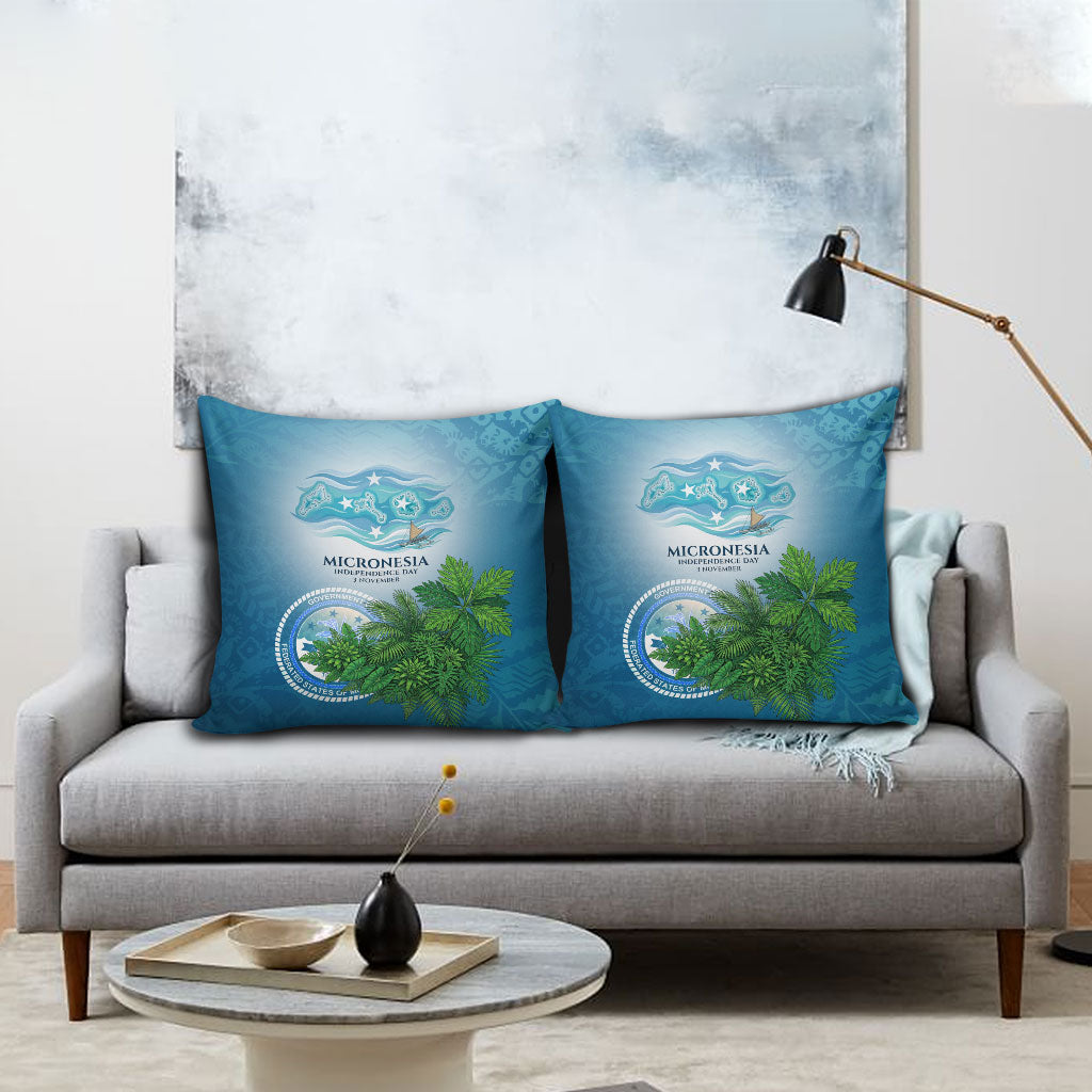 Micronesia Independence Day Pillow Cover FSM Patriotic Pacific Island Nan Madol Ruins Seabird Tropical