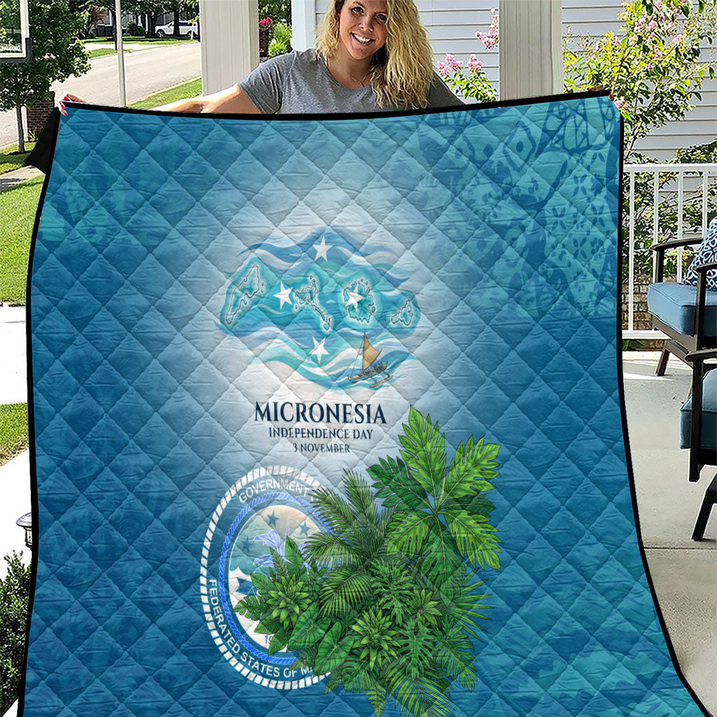 Micronesia Independence Day Quilt FSM Patriotic Pacific Island Nan Madol Ruins Seabird Tropical