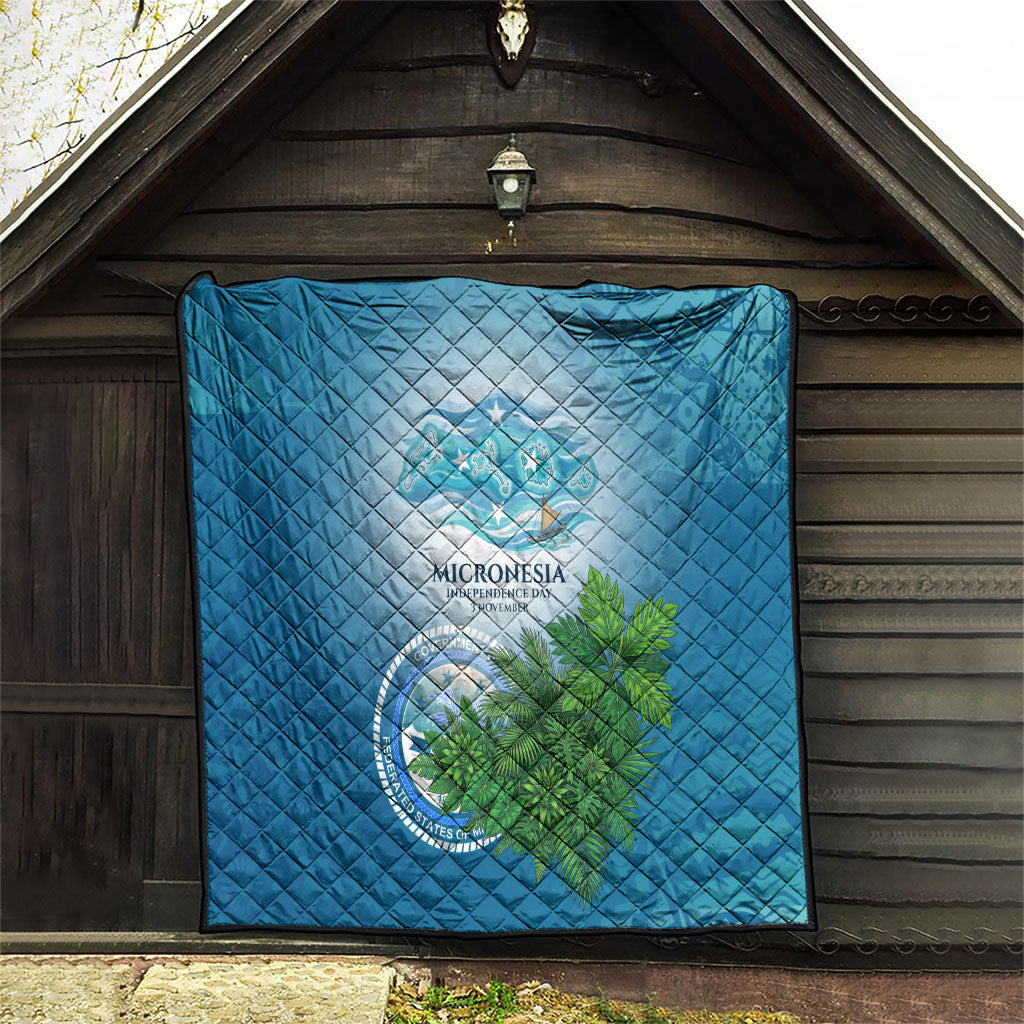 Micronesia Independence Day Quilt FSM Patriotic Pacific Island Nan Madol Ruins Seabird Tropical