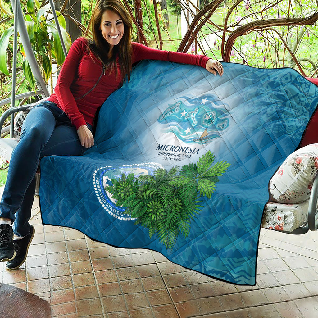 Micronesia Independence Day Quilt FSM Patriotic Pacific Island Nan Madol Ruins Seabird Tropical