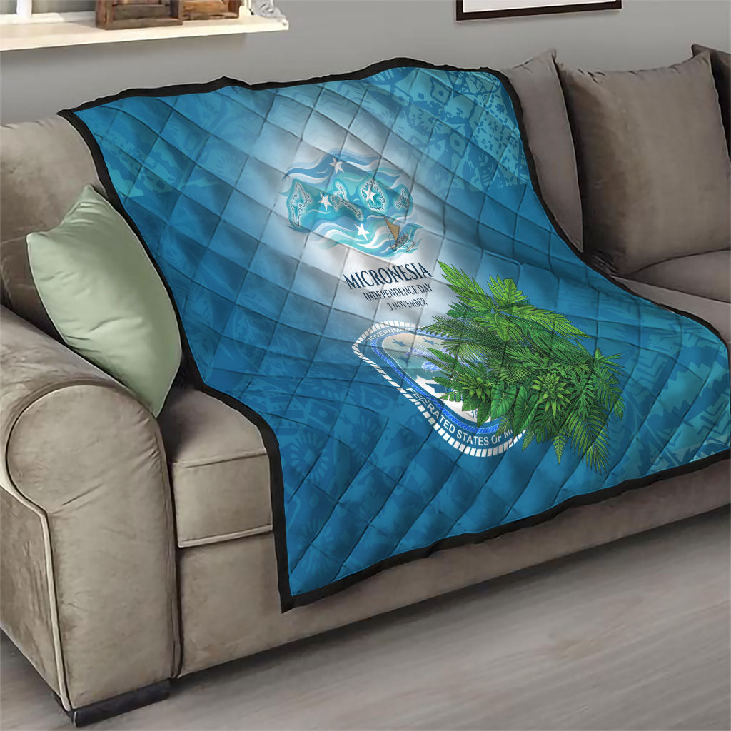 Micronesia Independence Day Quilt FSM Patriotic Pacific Island Nan Madol Ruins Seabird Tropical