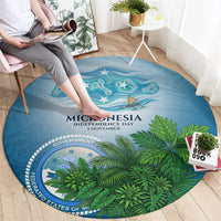 Micronesia Independence Day Round Carpet FSM Patriotic Pacific Island Nan Madol Ruins Seabird Tropical