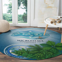 Micronesia Independence Day Round Carpet FSM Patriotic Pacific Island Nan Madol Ruins Seabird Tropical