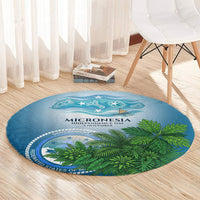 Micronesia Independence Day Round Carpet FSM Patriotic Pacific Island Nan Madol Ruins Seabird Tropical
