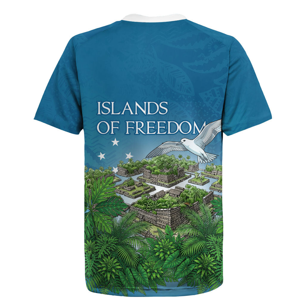 Micronesia Independence Day Rugby Jersey FSM Patriotic Pacific Island Nan Madol Ruins Seabird Tropical