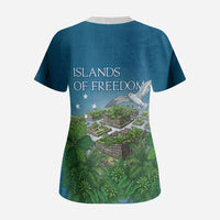 Micronesia Independence Day Scrub Top FSM Patriotic Pacific Island Nan Madol Ruins Seabird Tropical
