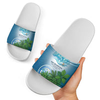 Micronesia Independence Day Slide Sandals FSM Patriotic Pacific Island Nan Madol Ruins Seabird Tropical