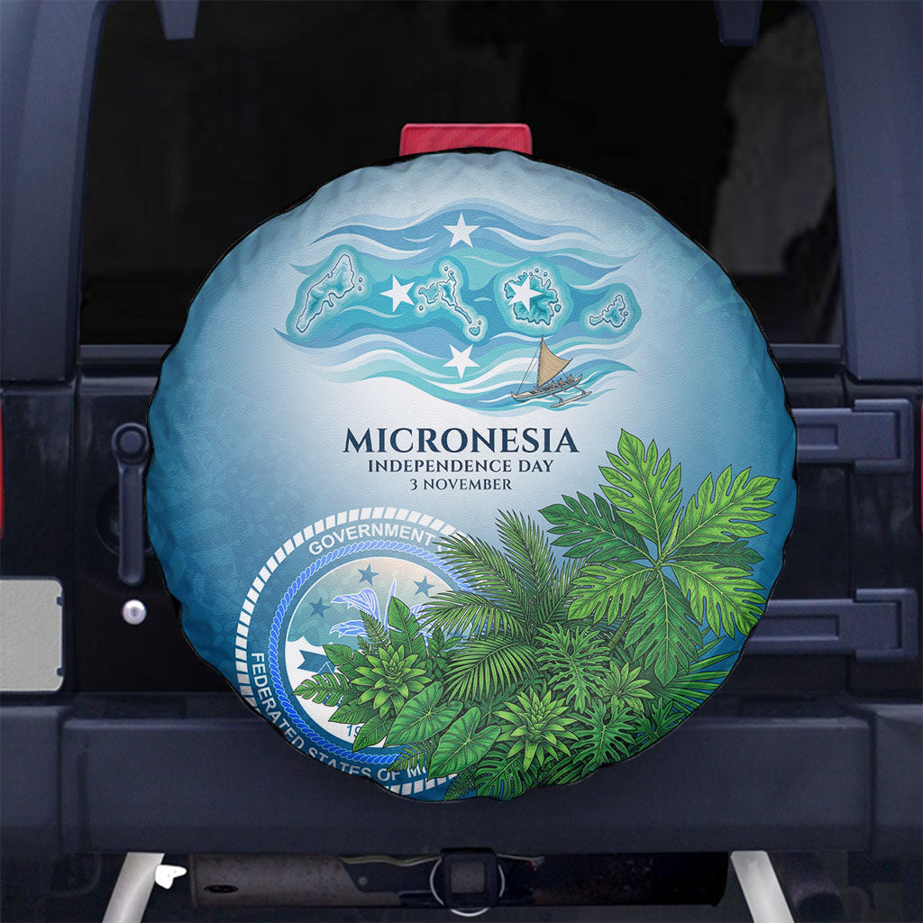 Micronesia Independence Day Spare Tire Cover FSM Patriotic Pacific Island Nan Madol Ruins Seabird Tropical